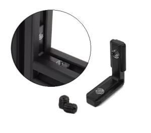 NAROŻNIK ŁĄCZNIK UKRYTY WEW. 90 STOPNI TYP V-SLOT CZARNY 1 szt.+2 ŚRUBY M5